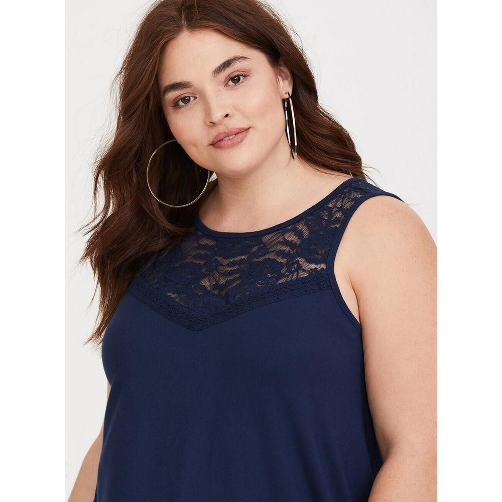 Torrid Navy Lace Crew Neck Swing Tank Size 0